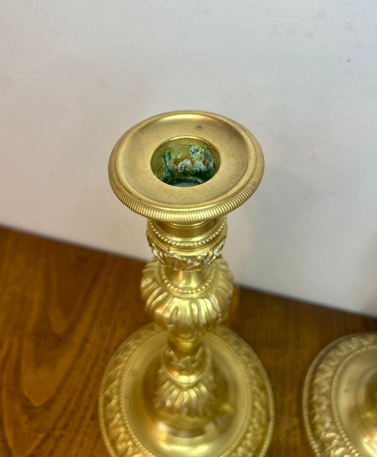 Pair of large Louis XVI style candlesticks/flaps