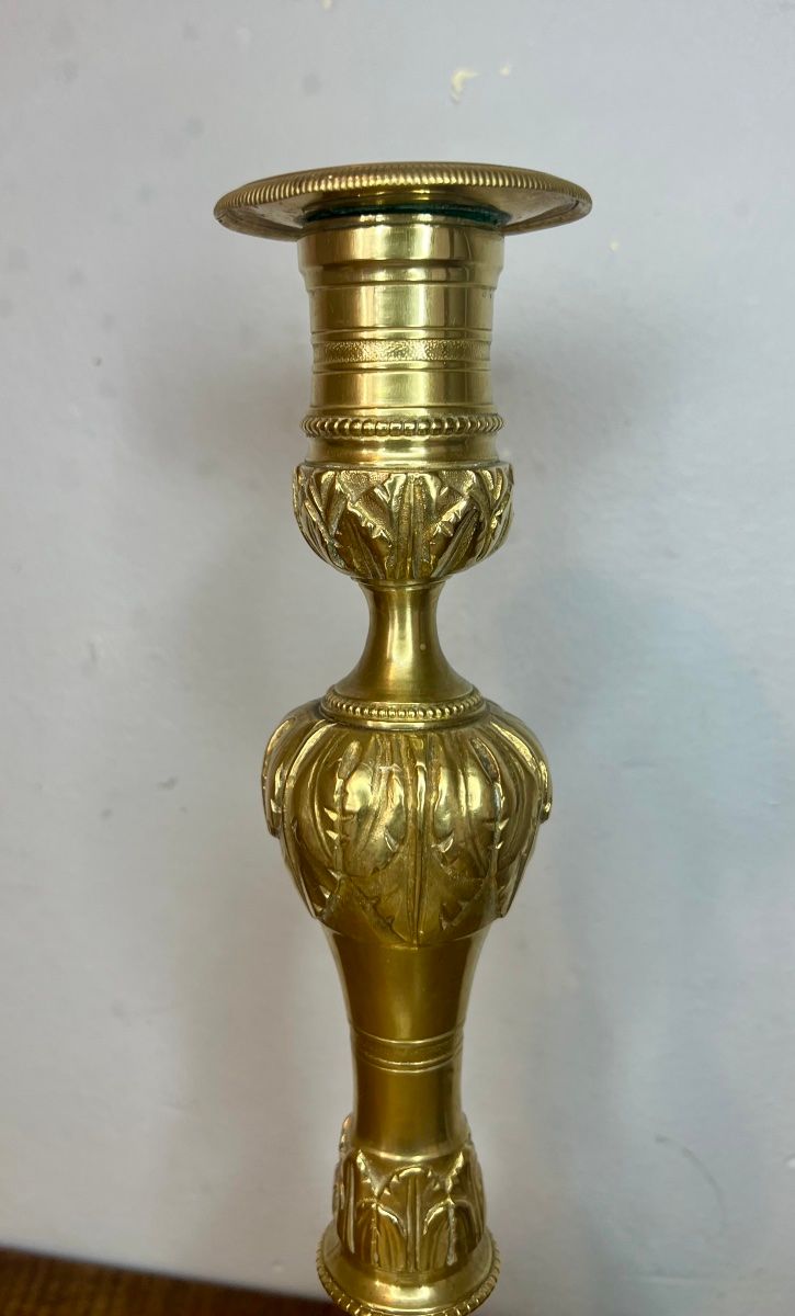Pair of large Louis XVI style candlesticks/flaps