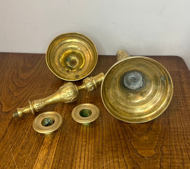 Pair of large Louis XVI style candlesticks/flaps