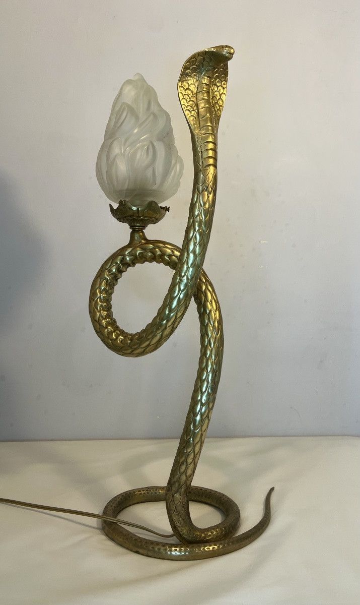 Bronze cobra snake lamp