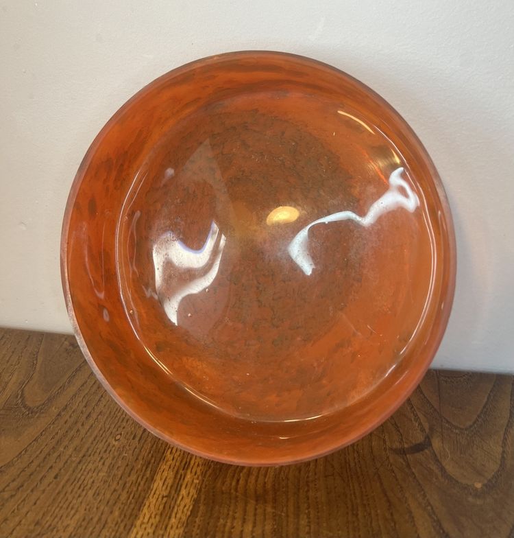 Coupe à fruit pâte de verre et fer forgé