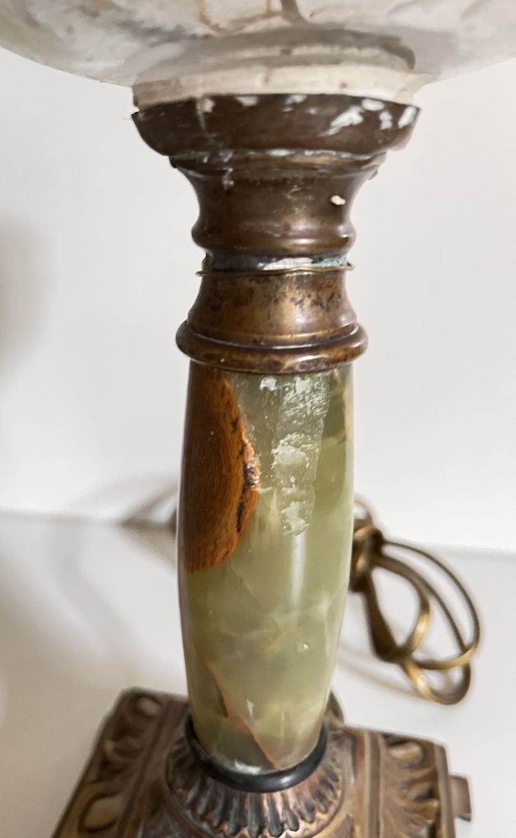 19th century electrified oil lamp.