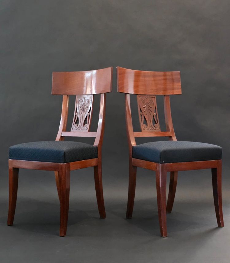 Jacob Frères / Château de Bois Préau, pair of Consulate period chairs.