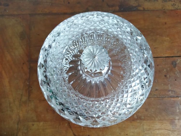 Large Antique Candy Dish on a Pedestal in Cut and Molded Crystal