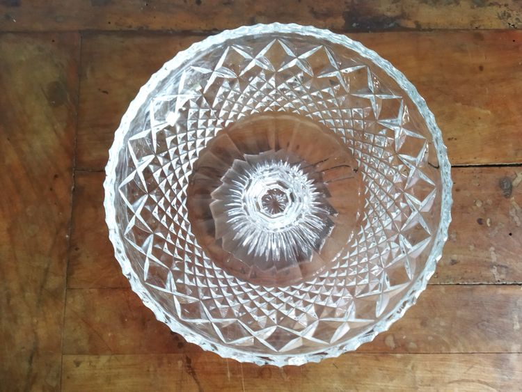 Large Antique Candy Dish on a Pedestal in Cut and Molded Crystal