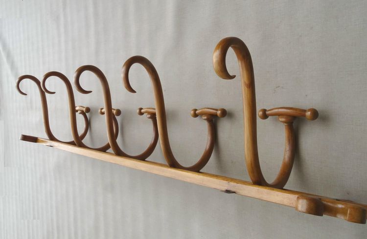 Appendiabiti da parete THONET a 5 curve, 1900 circa