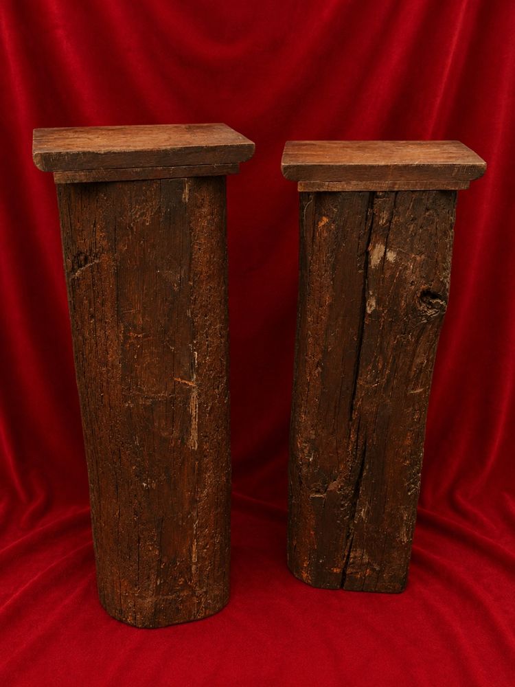 Pair of 18th-century carved caryatid pilasters depicting Adam and Eve