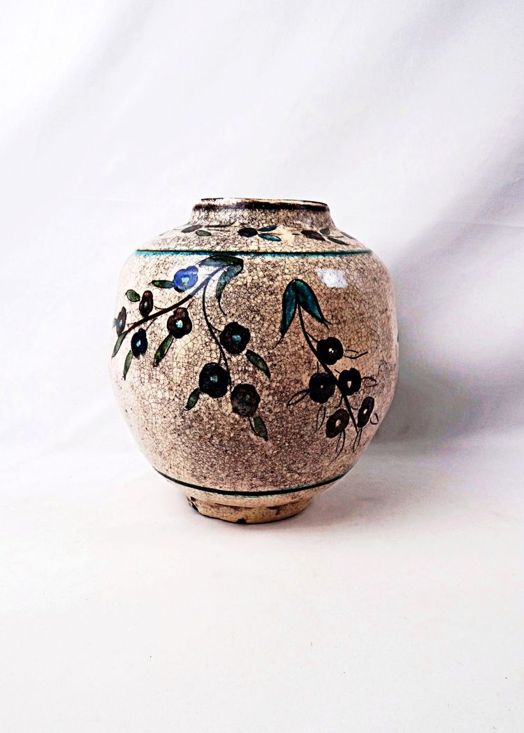 Vase boule aux olives artisanat populaire Perse milieu XXe