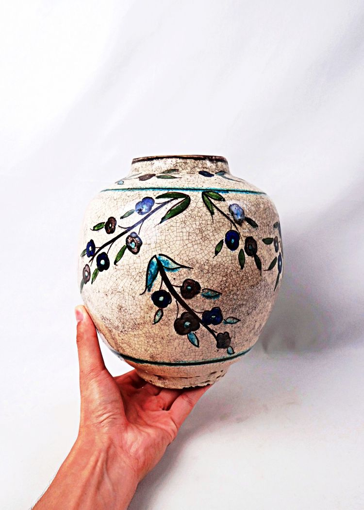 Vase boule aux olives artisanat populaire Perse milieu XXe