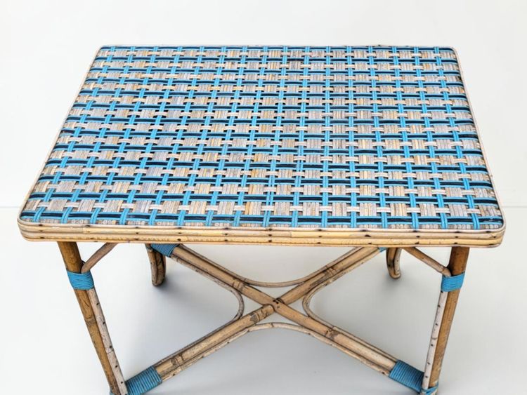 Woven rattan table, mid-20th century