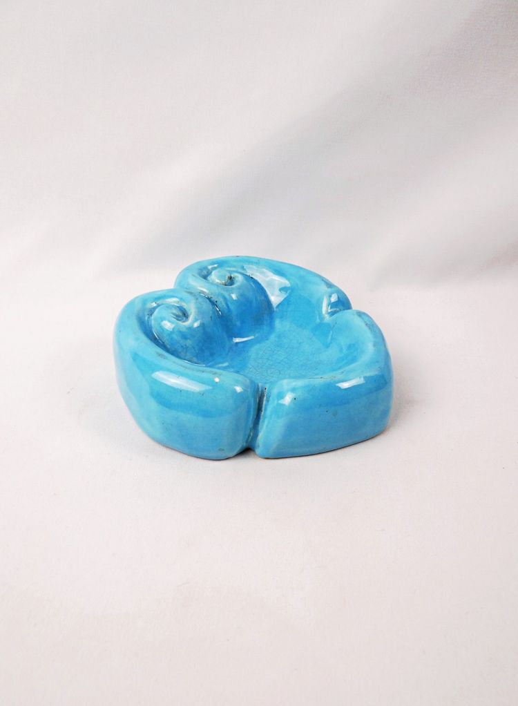 Heart-shaped ceramic ashtray from Vallauris, signed MJ, mid-20th century
