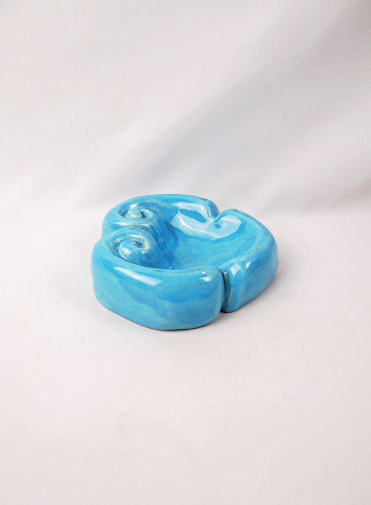 Heart-shaped ceramic ashtray from Vallauris, signed MJ, mid-20th century