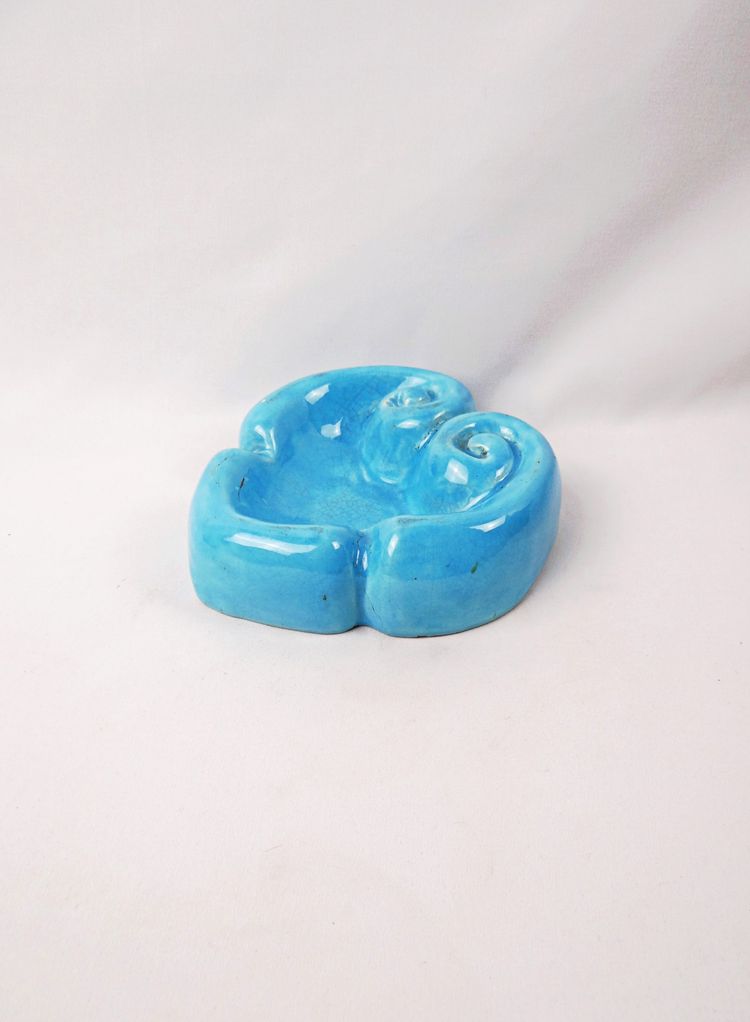 Heart-shaped ceramic ashtray from Vallauris, signed MJ, mid-20th century