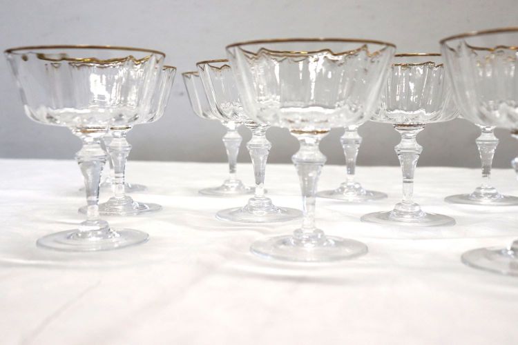 Verres à champagne en verre soufflé de Murano, signés Nason & Moretti, avec étiquette d'origine, lot