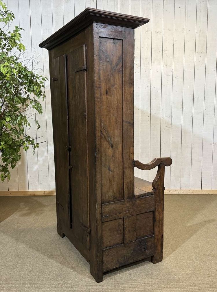 Meuble d'entrée, vestiaire breton en chêne et châtaignier 19ème 