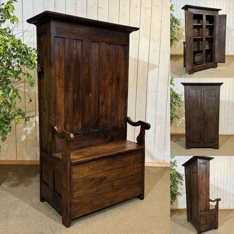 Meuble d'entrée, vestiaire breton en chêne et châtaignier 19ème 