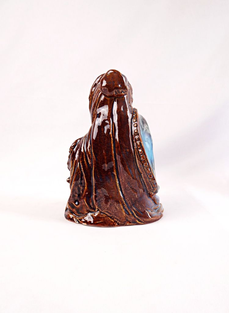 Polychrome Porcelain Statue of the Kneeling Virgin of the Nativity