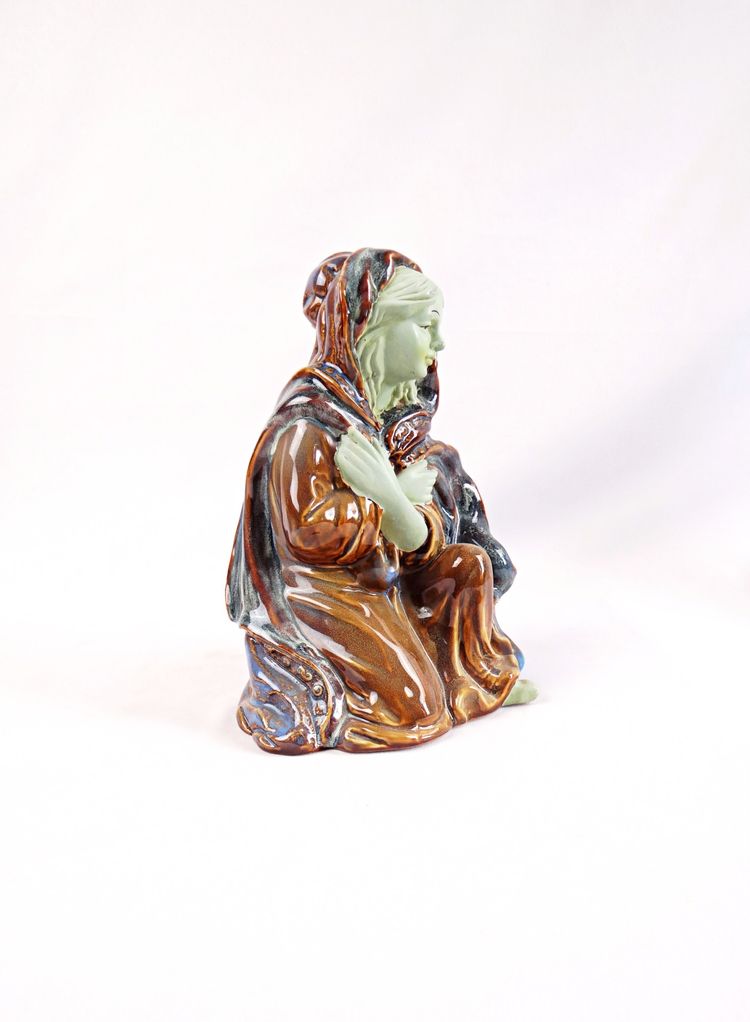 Polychrome Porcelain Statue of the Kneeling Virgin of the Nativity