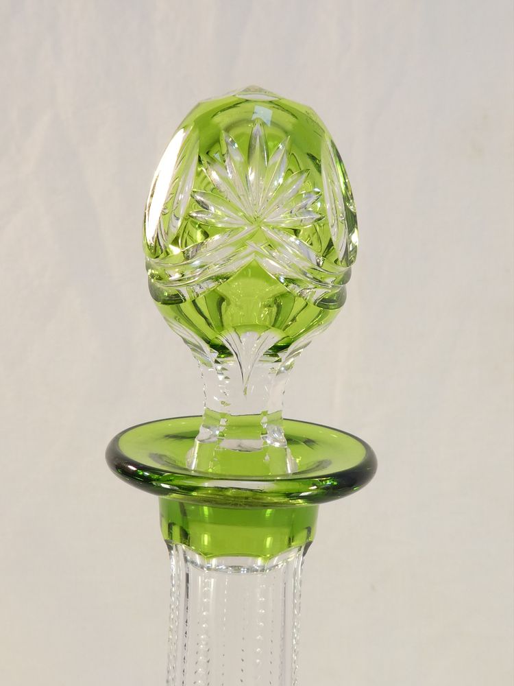 VAL SAINT LAMBERT Green Cut Crystal Decanter, SEVILLA Model