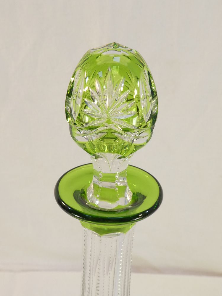 VAL SAINT LAMBERT Green Cut Crystal Decanter, SEVILLA Model