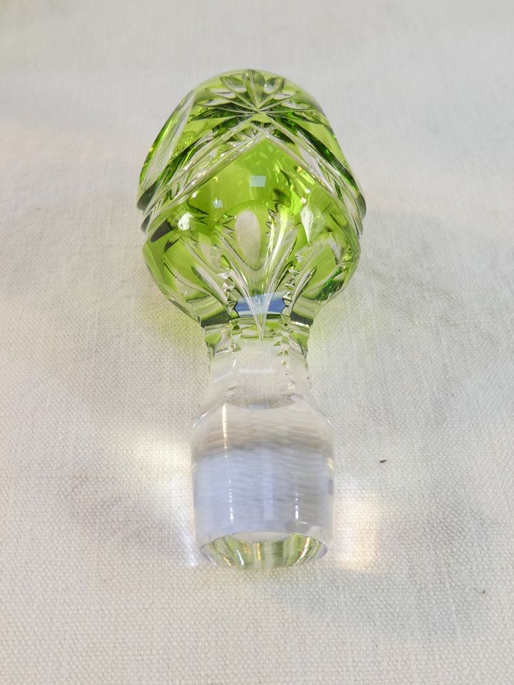 VAL SAINT LAMBERT Green Cut Crystal Decanter, SEVILLA Model