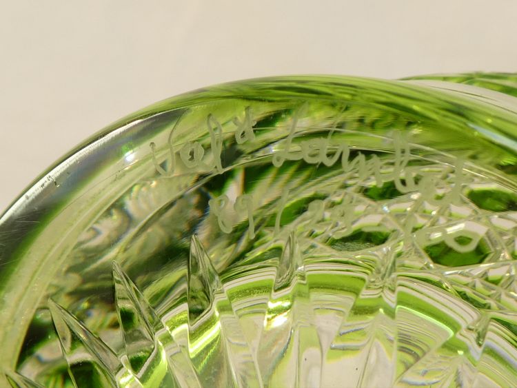 VAL SAINT LAMBERT Green Cut Crystal Decanter, SEVILLA Model