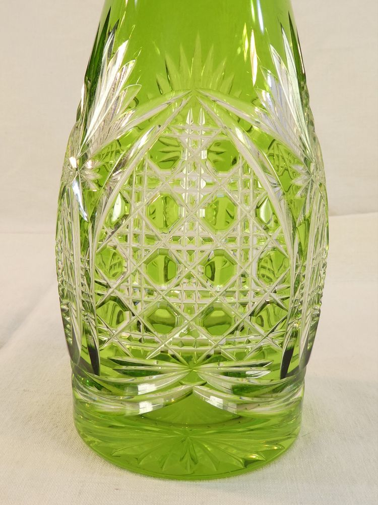 VAL SAINT LAMBERT Green Cut Crystal Decanter, SEVILLA Model