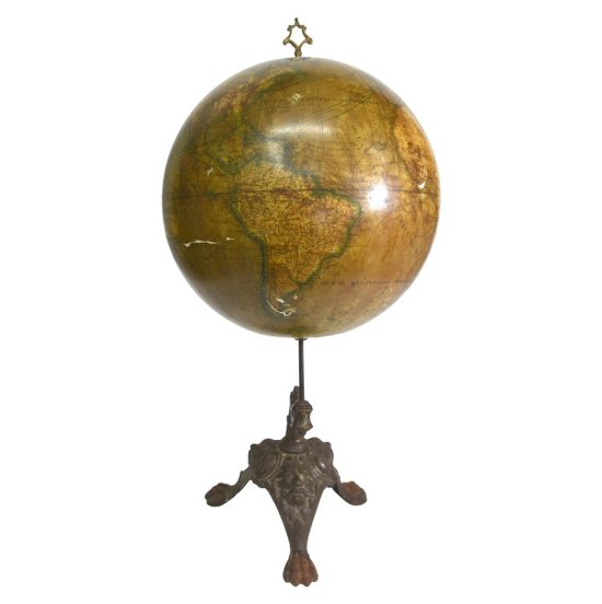 Globe Terrestre Girard Et Boitte Socle Fonte XIXème