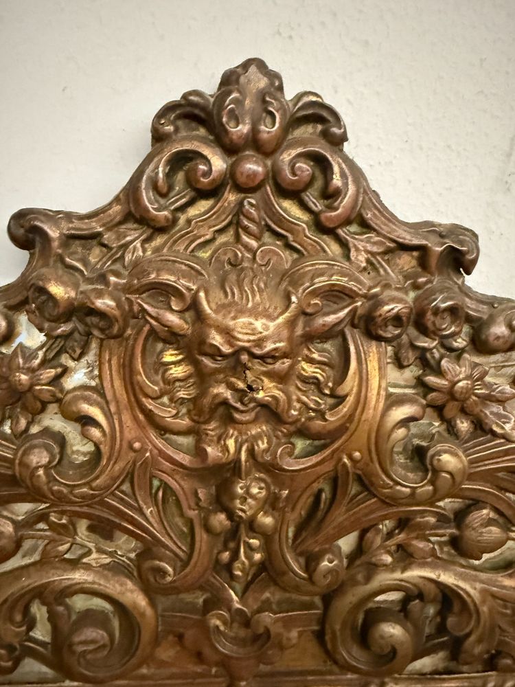 Antica specchiera ottone Francia Luigi XVI, XIX sec, 93x53cm