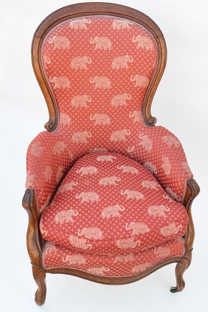 Elephant fabric wingback chair