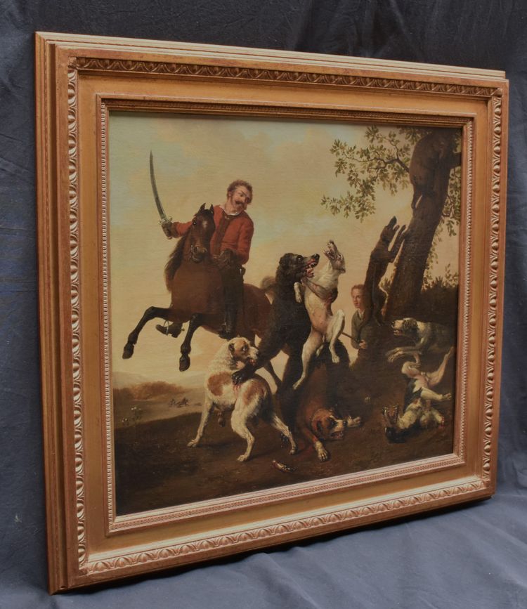 École hollandaise XVIIe siècle – D'après Paulus Potter – Scène de chasse - Huile sur toile