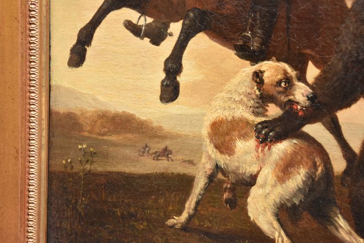 École hollandaise XVIIe siècle – D'après Paulus Potter – Scène de chasse - Huile sur toile