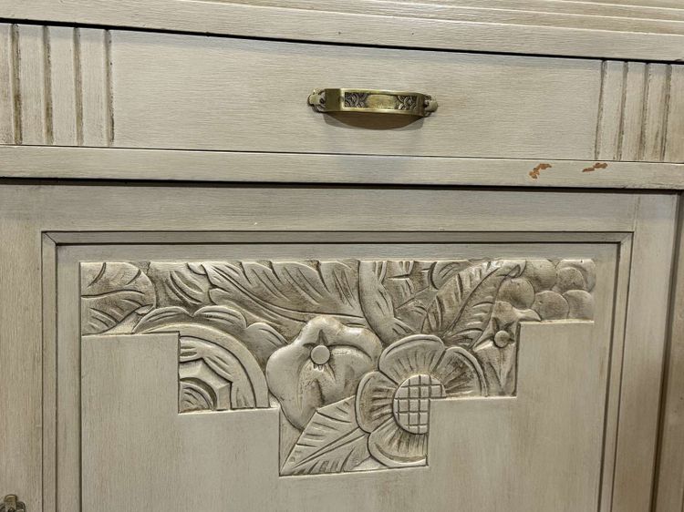 Credenza Art Déco in noce, rovere e piano in marmo.