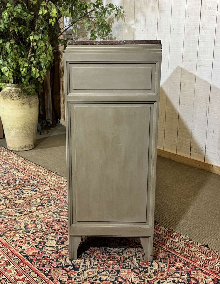 Credenza Art Déco in noce, rovere e piano in marmo.