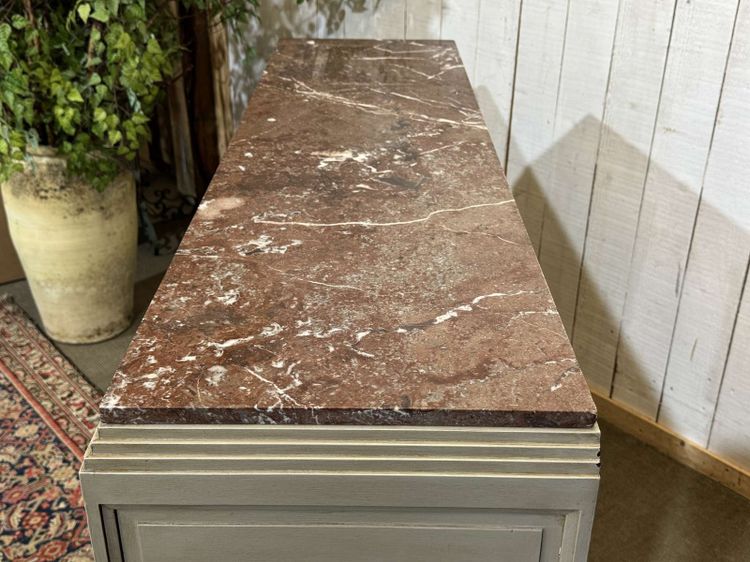 Credenza Art Déco in noce, rovere e piano in marmo.