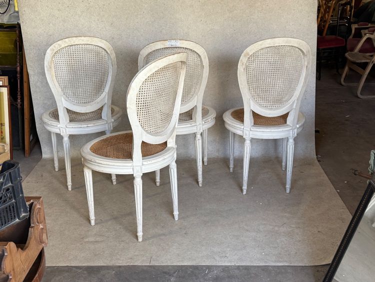 4 Rohrgeflechtstühle im Stil Louis XVI.