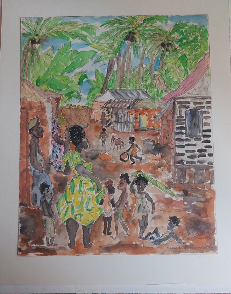 Hippolyte Romain - (1947 - ..) - Mayotte - Original-Aquarell -