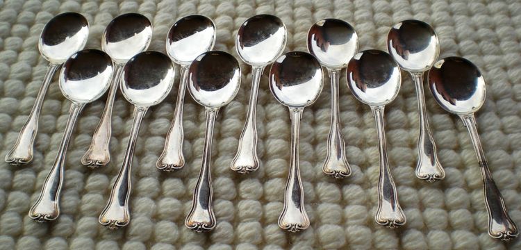 12 cuillères à glace individuelles en argent massif minerve Orfèvre Hénin &Cie
