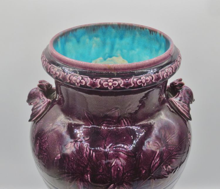 Art Nouveau vase in Longwy earthenware.