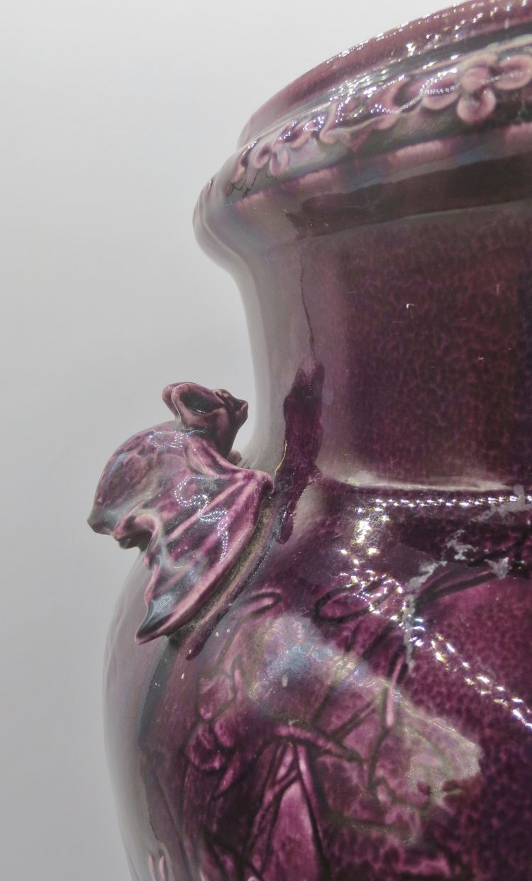 Art Nouveau vase in Longwy earthenware.