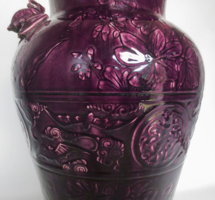 Art Nouveau vase in Longwy earthenware.