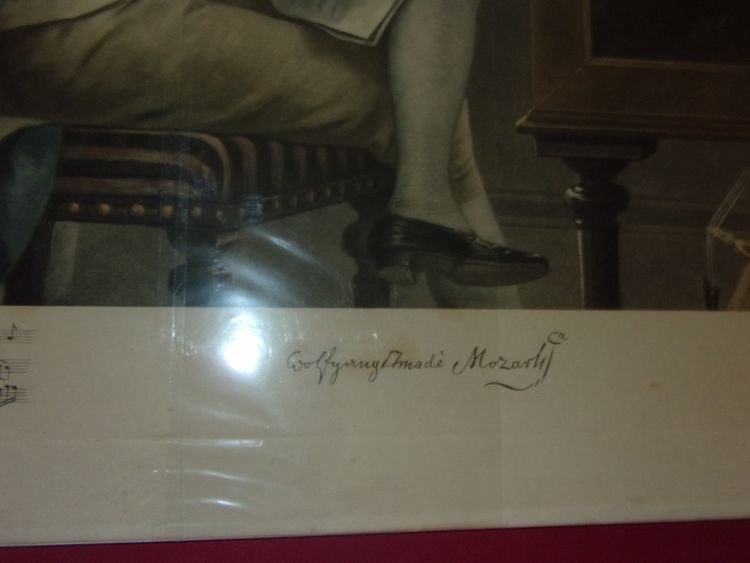Grande litografia - Mozart nella sua casa di Salisburgo; fine XIX secolo.
