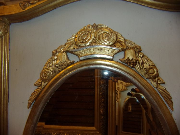 Specchio Art Déco in legno dorato e argentato, inizio XX secolo.