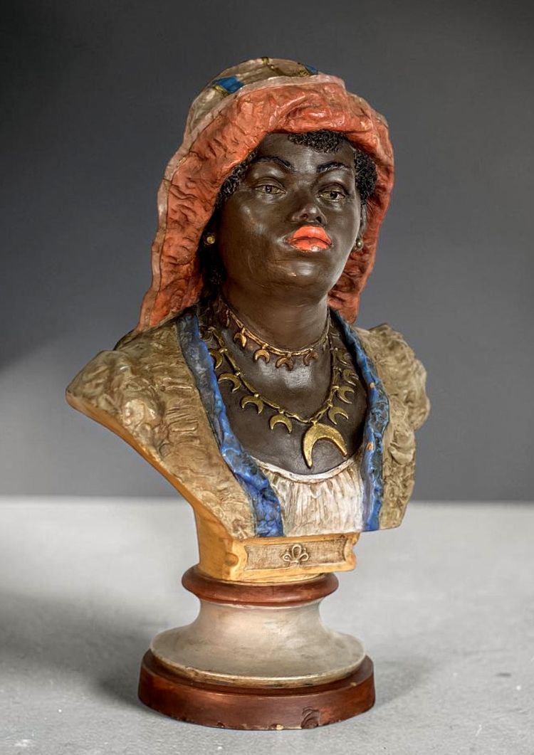 POLYCHROME TERRAKOTTA-ORIENTALISTISCHE BÜSTE – GOLDSCHEIDER UM 1900