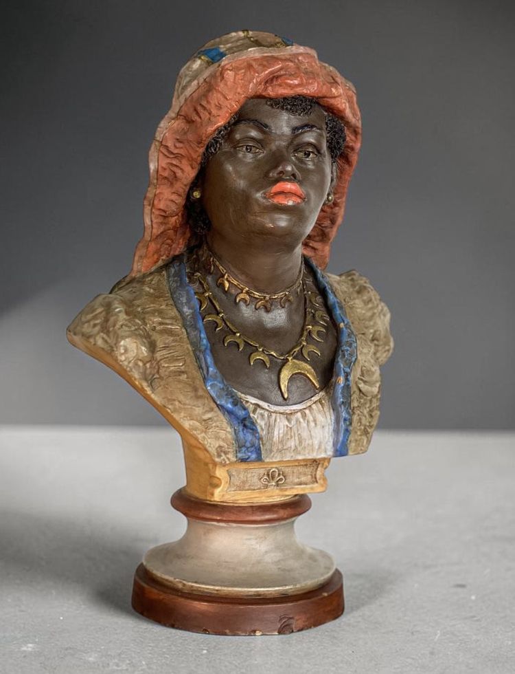POLYCHROME TERRAKOTTA-ORIENTALISTISCHE BÜSTE – GOLDSCHEIDER UM 1900