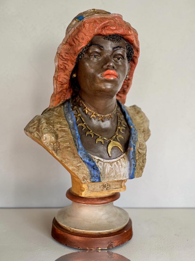 POLYCHROME TERRAKOTTA-ORIENTALISTISCHE BÜSTE – GOLDSCHEIDER UM 1900