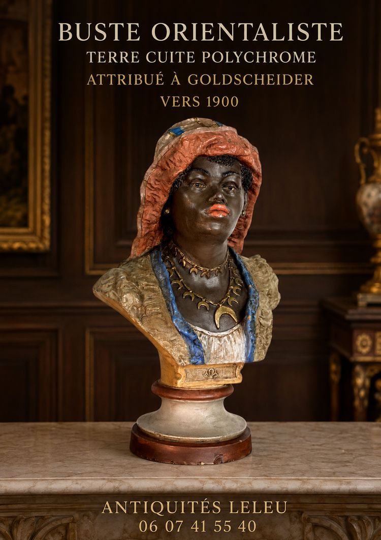 POLYCHROME TERRAKOTTA-ORIENTALISTISCHE BÜSTE – GOLDSCHEIDER UM 1900
