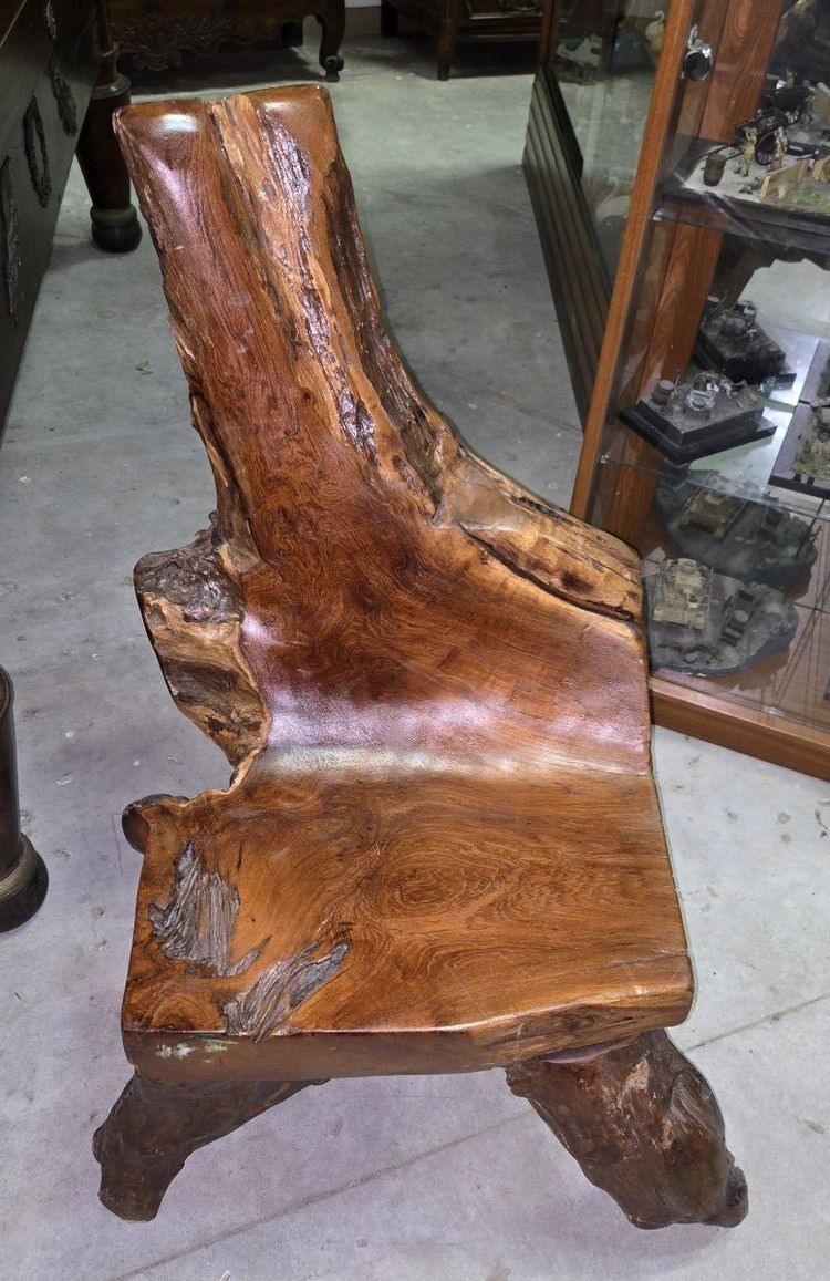 SCULPTURAL SOLID WOOD ARMCHAIR – UNIQUE PIECE, ORGANIC DESIGN