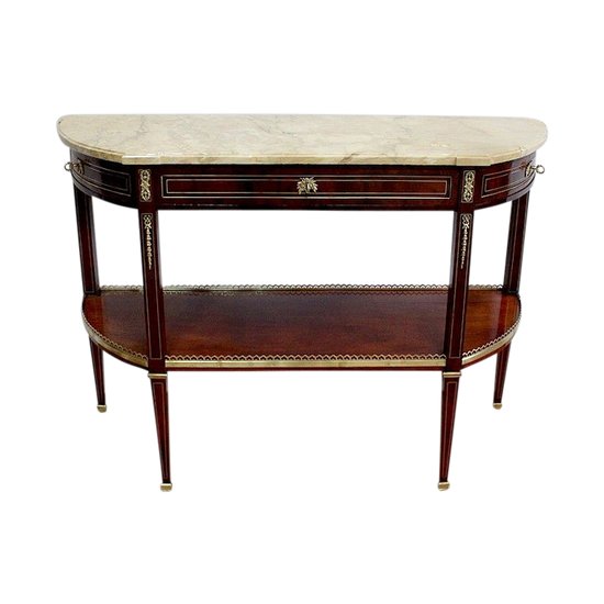 Long Console in Mahogany and Marble, Louis XVI / Directoire transition - 18th century