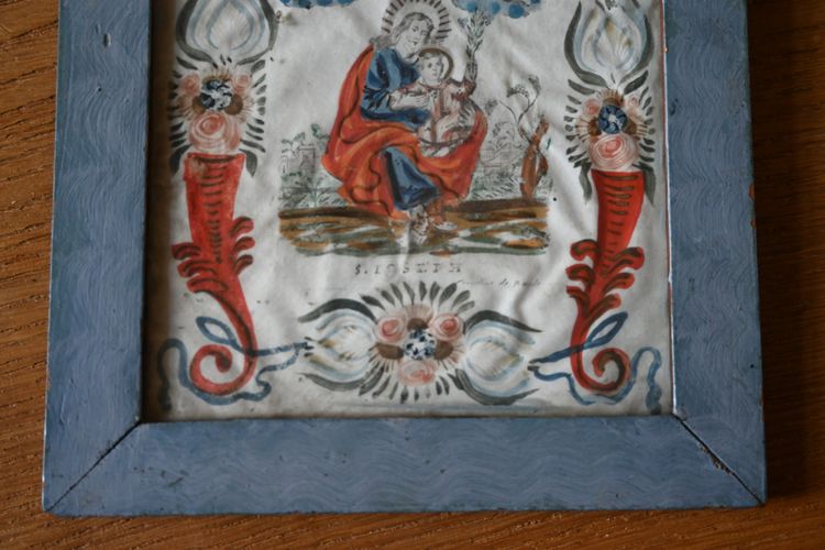 Gouache polychrome Saint Joseph  , école provencale du XVIII